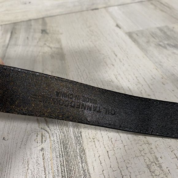 Vtg Men's Black Oil Tanned Leather Braided Belt Western Solid Brass Buckle 40" - Picture 4 of 6